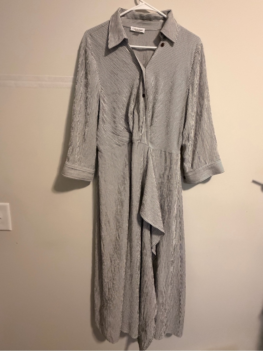 Calvin Klein Black and White Striped Shirt Dress
